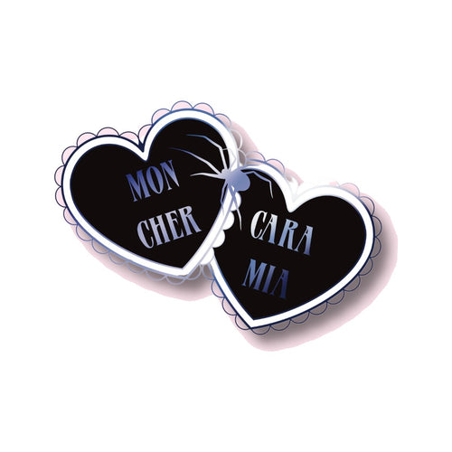 Mon Cher/Cara Mia Enamel Pin on a white background