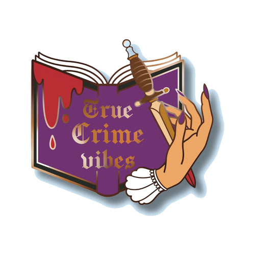 True Crime Vibes Enamel Pin on a white background