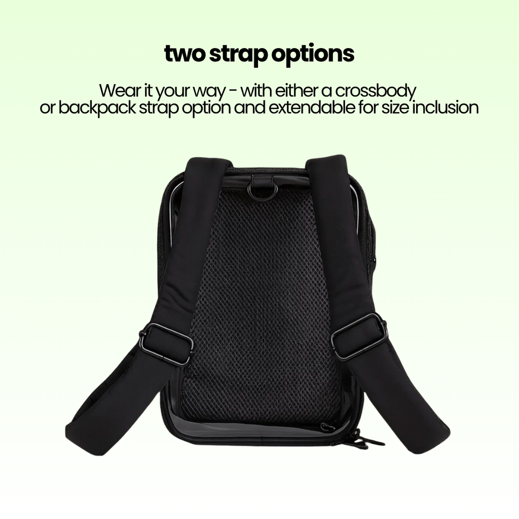 Two strap options: crossbody or backpack