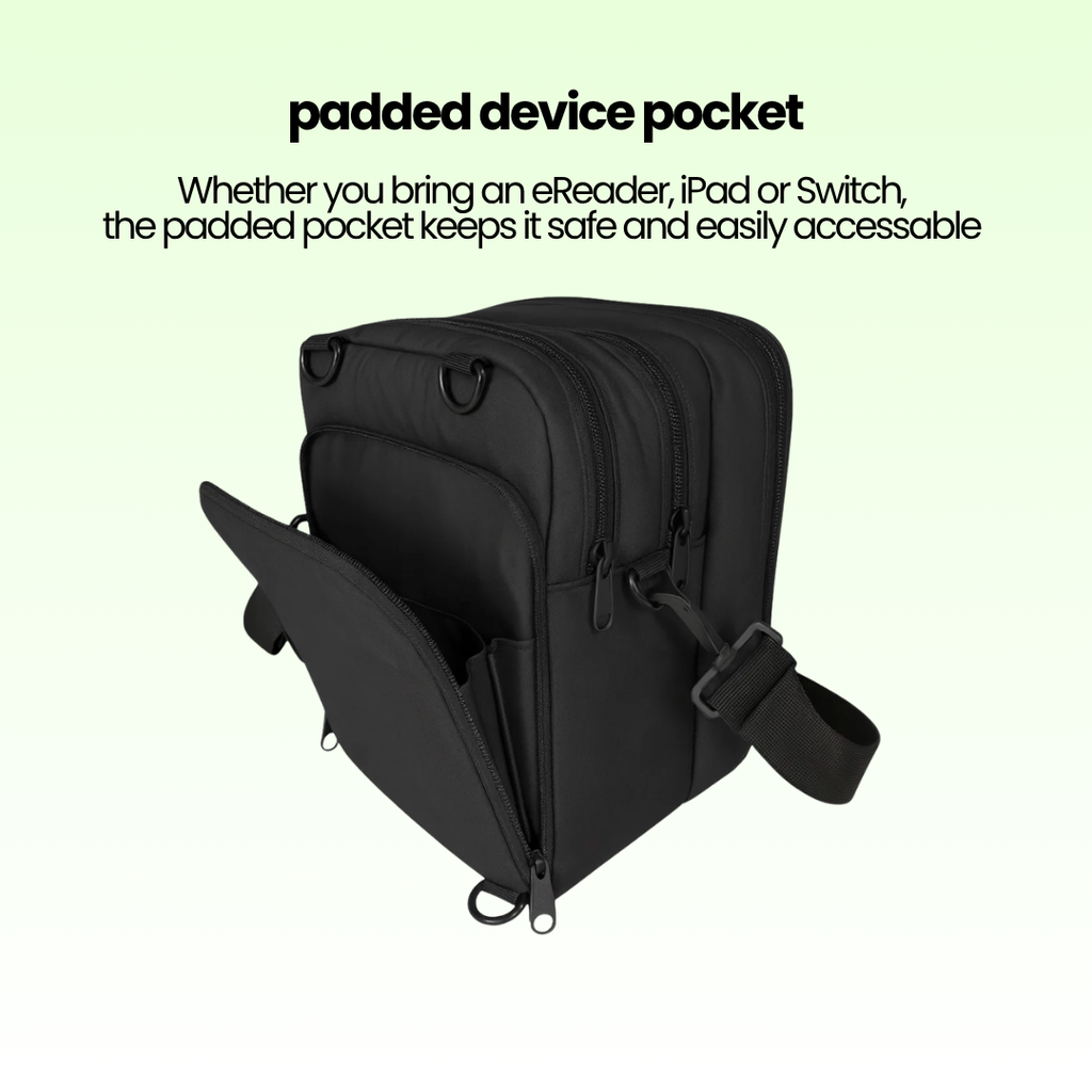 Padded device pocket for an e-reader, iPad or Switch