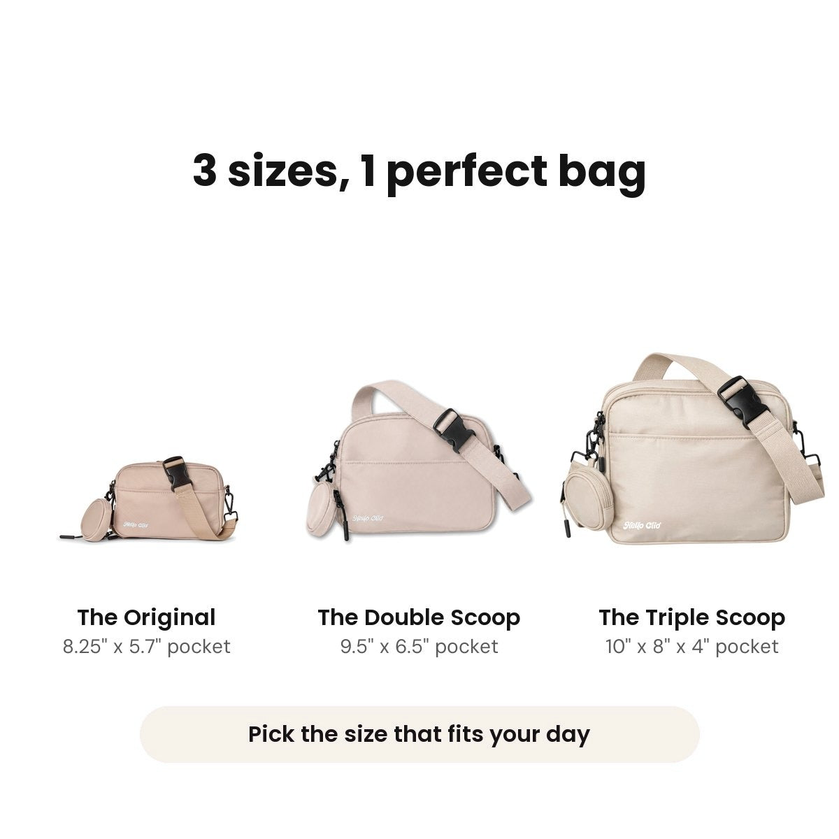 3 sizes: the Original, Double Scoop and Triple Scoop