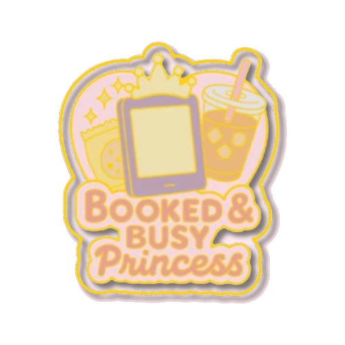 Booked and Busy Princes Enamel Pin on a white background