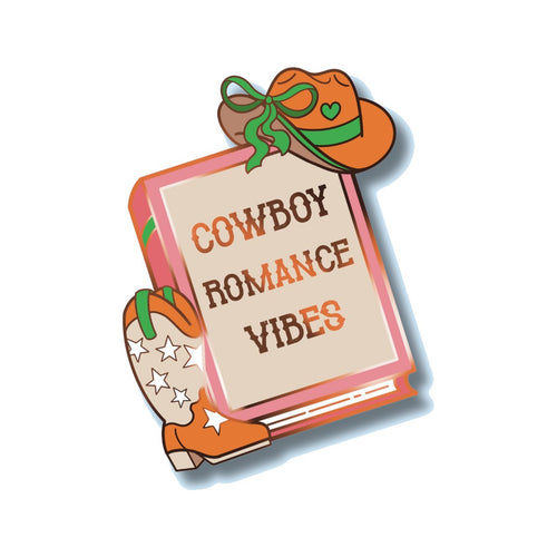 Cowboy Romance Vibes Enamel Pin on a white background