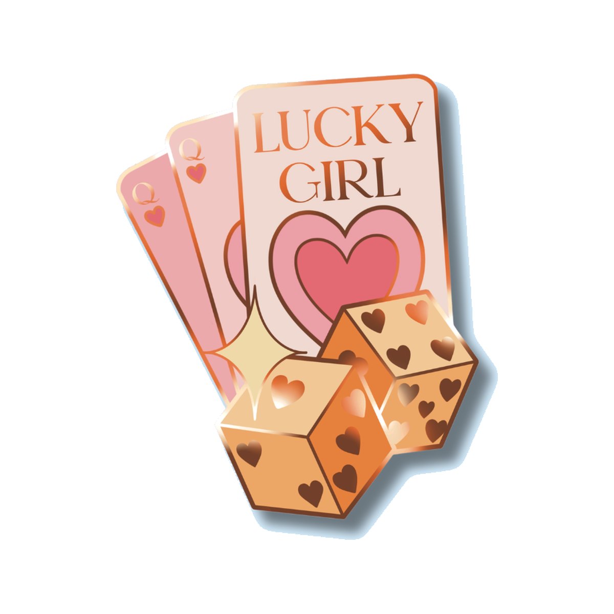 Lucky Girl Enamel Pin on a white background