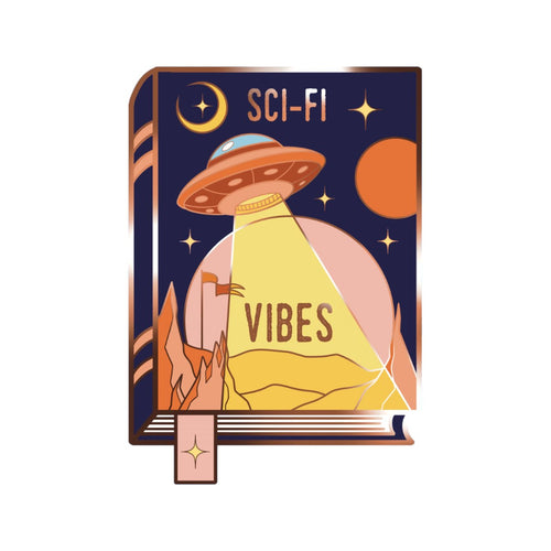 Sci-Fi Vibes Enamel Pin on a white background